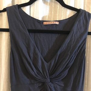 Velvet Slate Grey Twist Front Sleeveless V Neck Size M